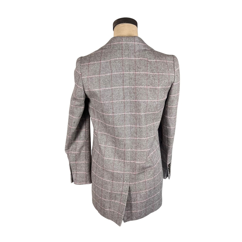 Madewell Wool Blend Herringbone Windowpane Check Blazer Pink Grey XXS - Picture 3 of 9